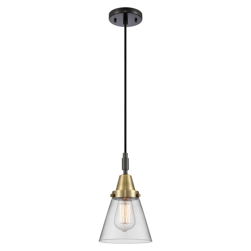 Downtown Urban - Cône Caden - Mini-luminaire suspendu à cordon 1 lumière - Abat-jour, H 129,88 po x l 6,25 po x P 6,25 po