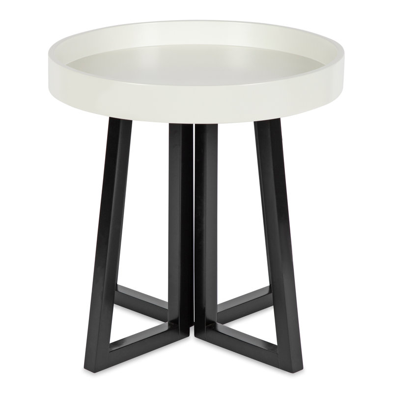 Mayflower End Table, White, Black, 20" H x 20" W x 20" D
