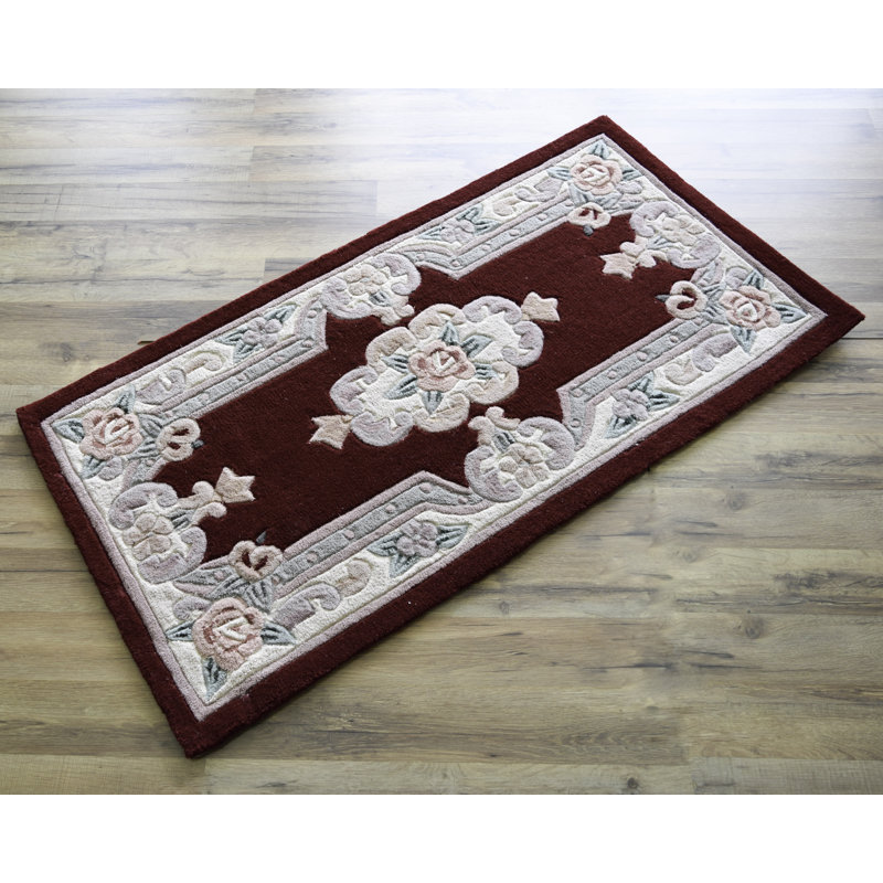 Tapis traditionnel bourgogne Aubusson, Rectangulaire 2 pi x 4 pi