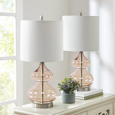 Ellipse Curved Glass Table Lamp, Set Of 2