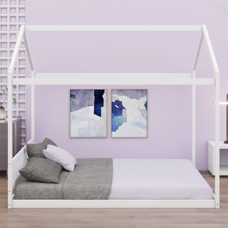Lit en bois avec tête de lit, Gris