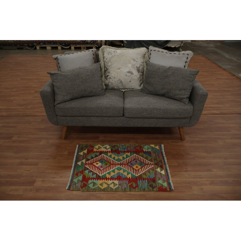 Tapis kilim à motif géométrique éclatant 2X3