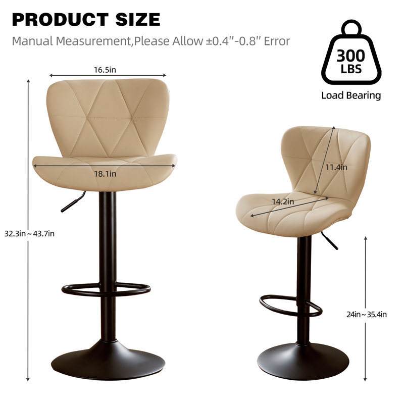 Tabouret de bar et de comptoir pivotant à hauteur réglable, Chameau