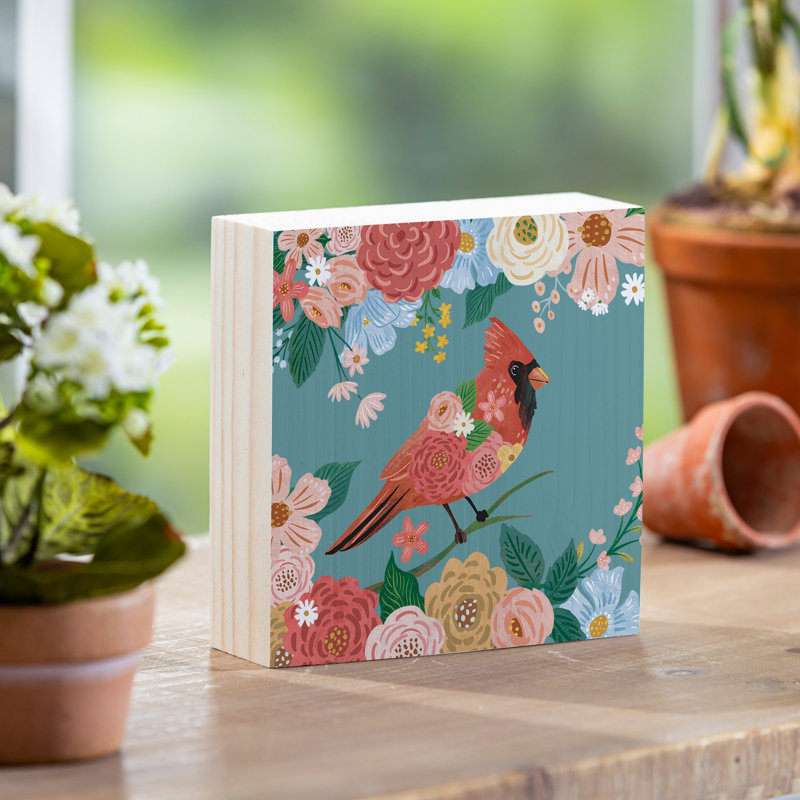 What She Shed Table Decor Wood Plock Cardinal, 6"