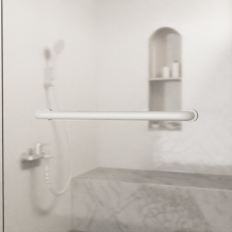 Porte-serviettes de douche tubulaire standard Brixwell TB-18SMSW-W à fixation simple avec rondelles 18 po d'un centre à l'autre avec finition blanche de 19 po