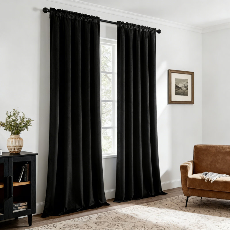 Rideaux occultants en velours noir, l 40 po x L 96 po
