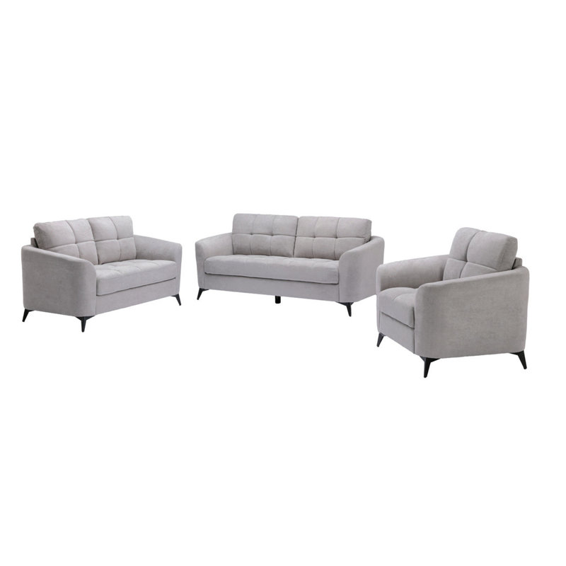 Ensemble de canapé-lit en tissu tissé gris clair Carlotta