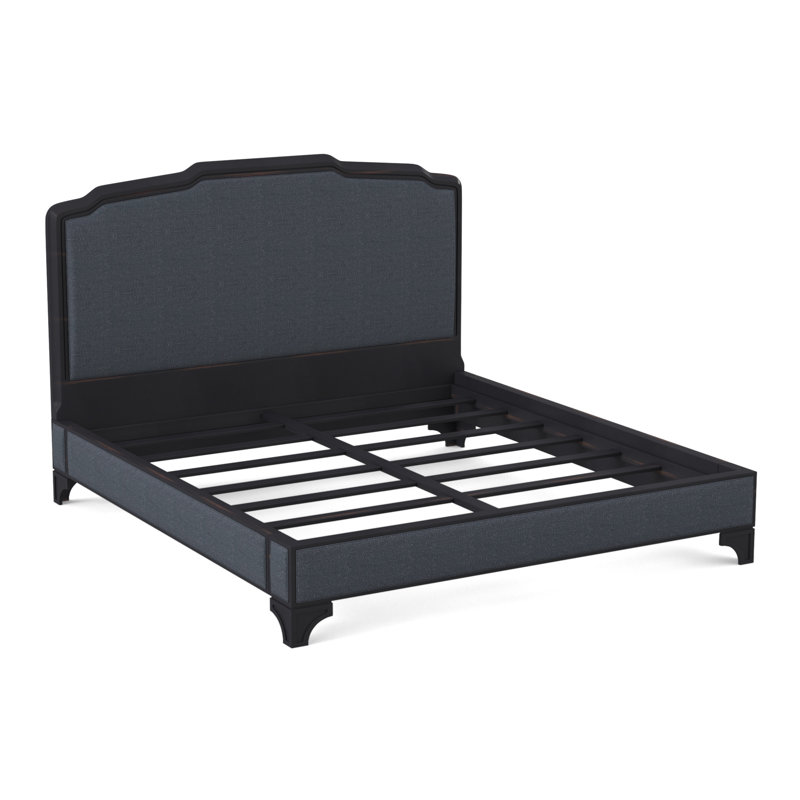 Nova Upholstered Bed, Bruges Polyester Blend, Vintage Ebony