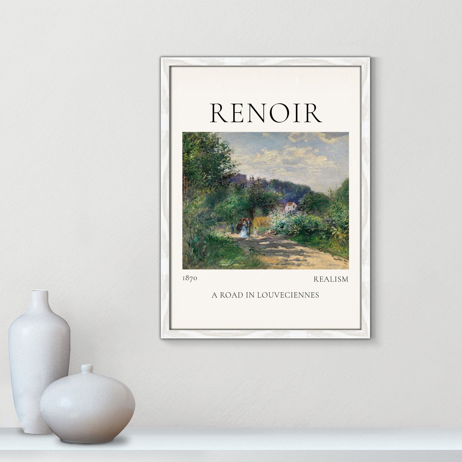 Rocchetto "A Road in Louveciennes" Print, White Single Picture Frame, No, 23" H x 17" W x 0.75" D
