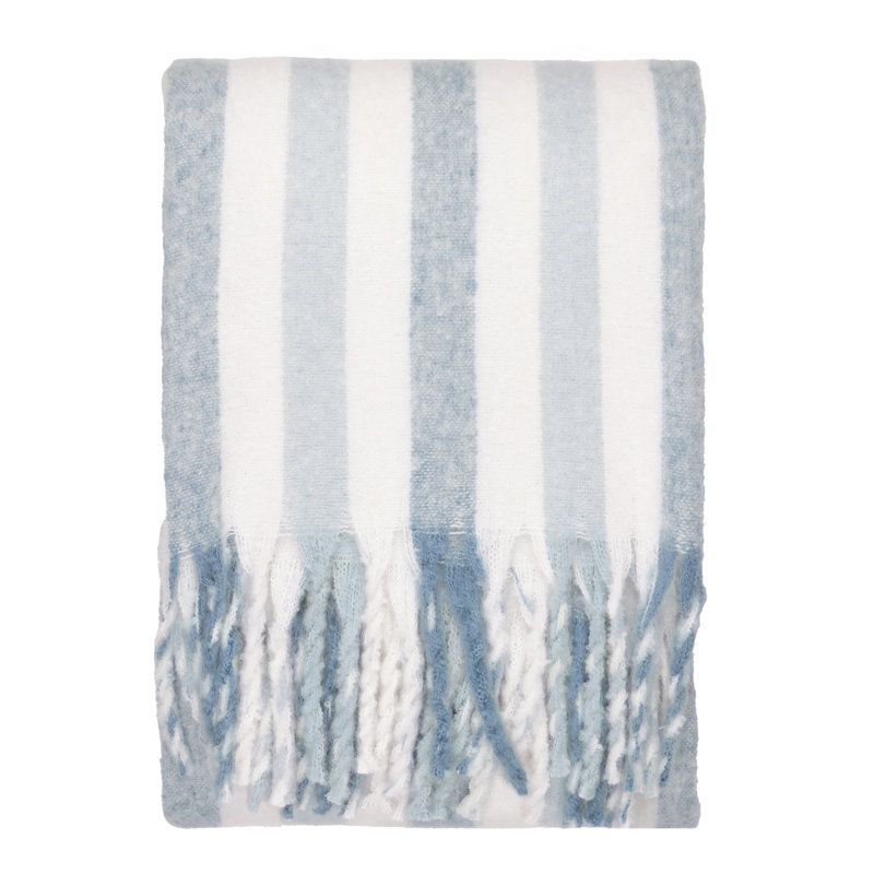 Beechwood Machine Woven Throw Blanket, Blue/White Striped