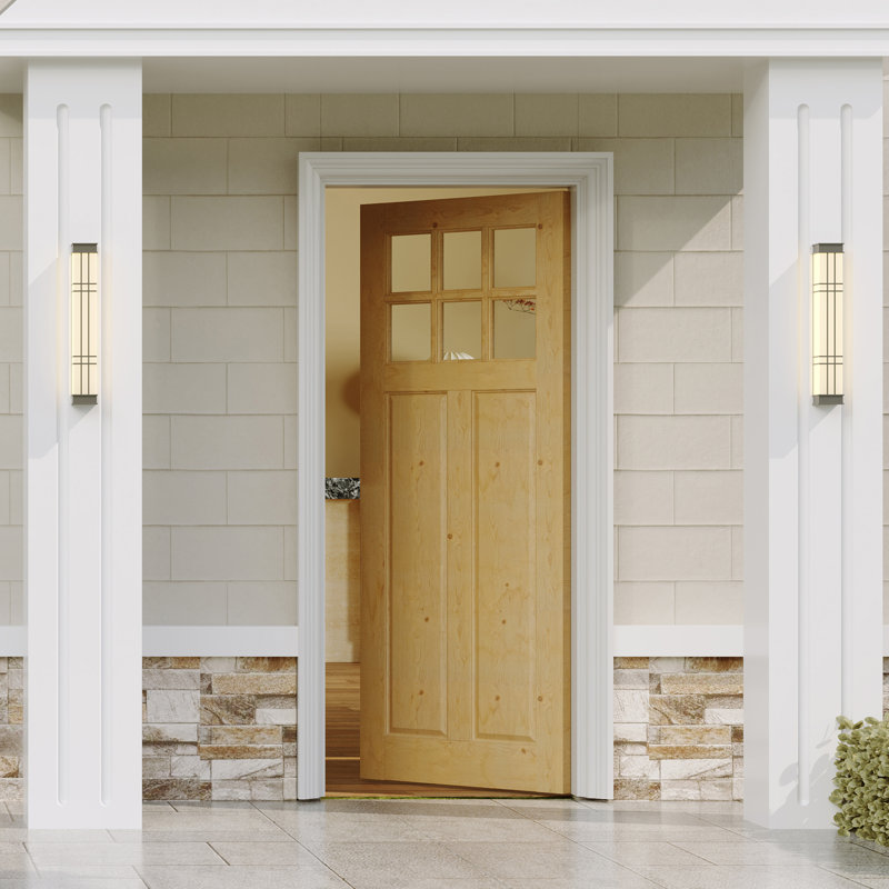 Pine Entry Door Slab With Sound-Reducing Frame – 6-Lite Clear Glass, Solid Wood, Right, 32" W x 80" H
