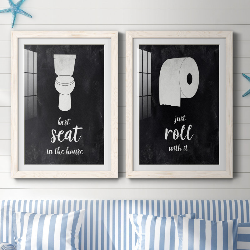 «Best Seat», ensemble de 2 reproductions d'art textuel, Impression encadrée avec passe-partout, H 37,5 po x l 55 po, White