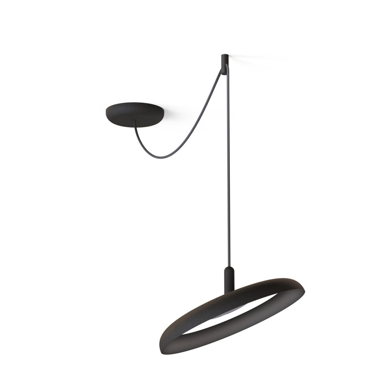 Luminaire suspendu en forme de dôme à 1 lumière Nivél, Noir, H 120 po x l 15 po x P 15 po, Blanc