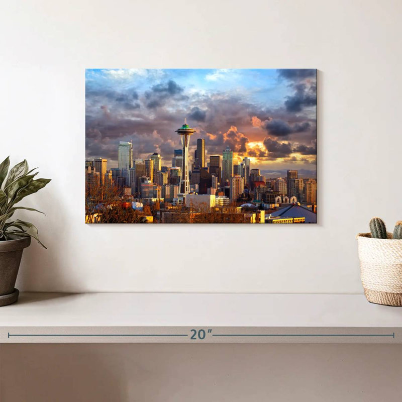 Ravi Seattle, ciel coucher de soleil, H 8 po x l 12 po