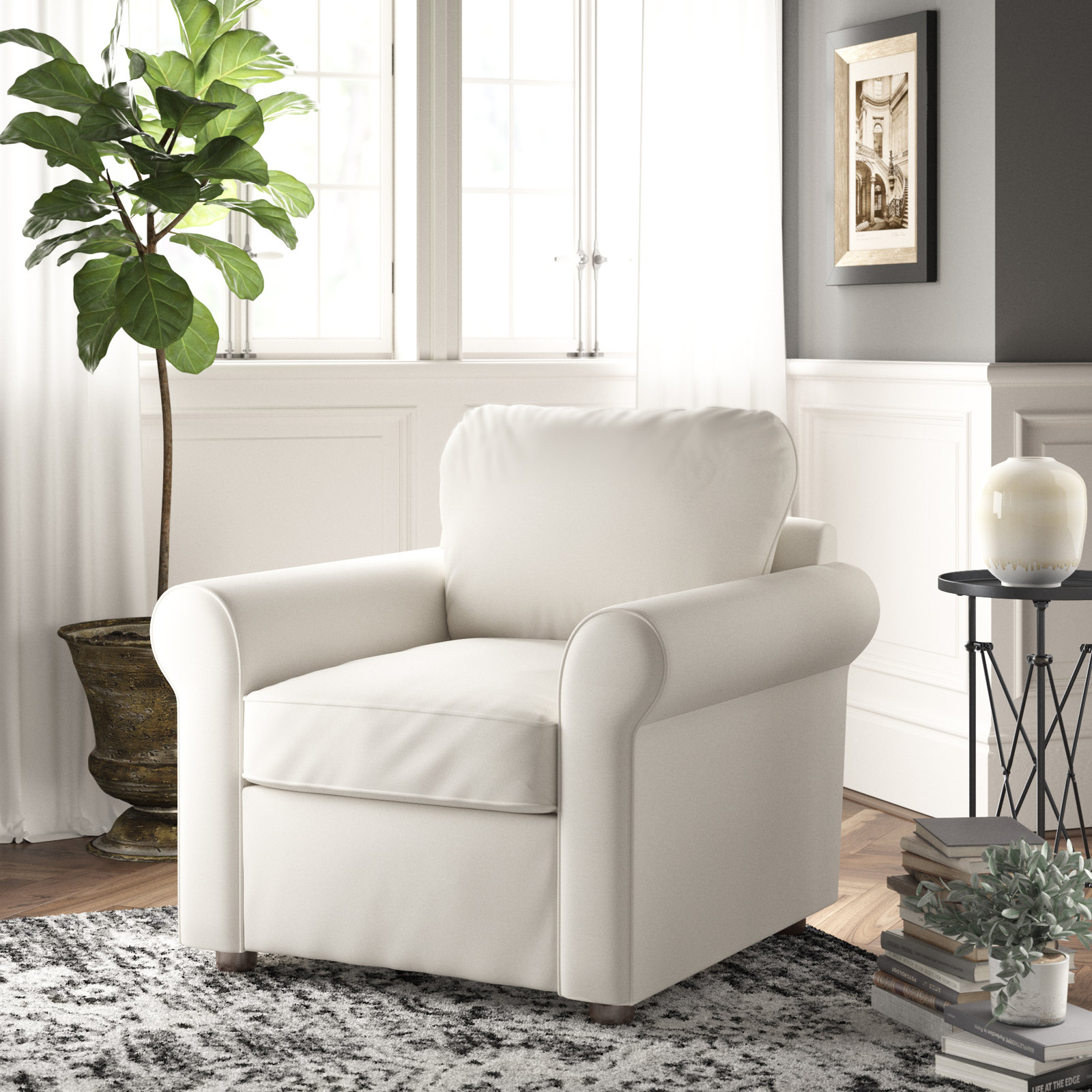 Warrington Armchair, Classic Bleach White Twill