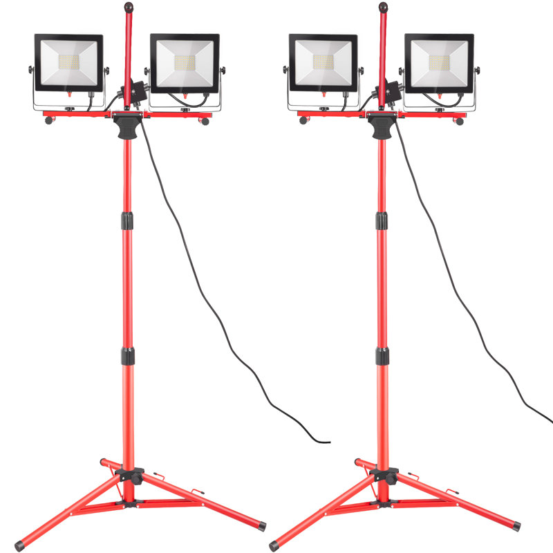 Éclairage de travail à DEL avec support, 2 lumières de travail à DEL à 2 têtes 10000 lumens