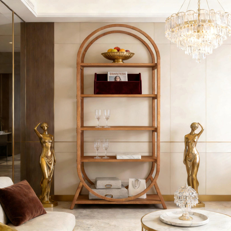 Versatile Display Rack,5-Tier Bookshelf,Compact Arched Bookcase