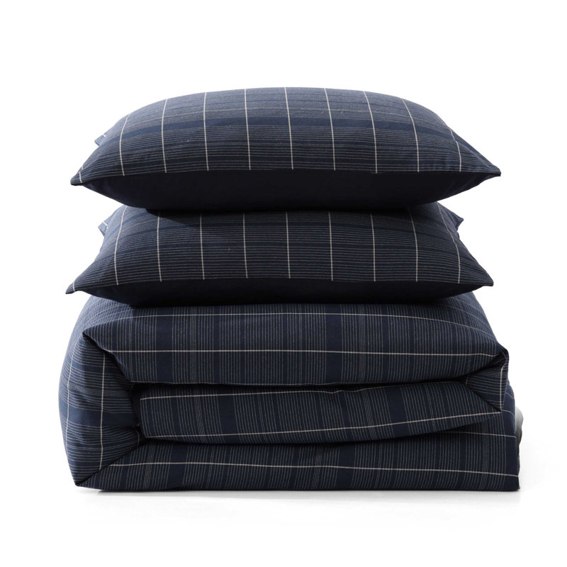 Tommy Hilfiger Cold Spring Blue Reversible Duvet Cover Set, King Duvet Cover + 2 King Shams
