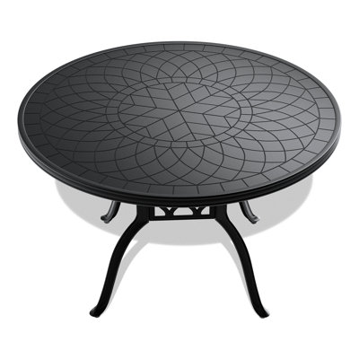 Table en aluminium coulé de 46,7 pouces avec cadre noir et motif complexe - Protégée, optimisée pour l'espace, patio pour l'extérieur en chaleur fine, efficace, salle à manger