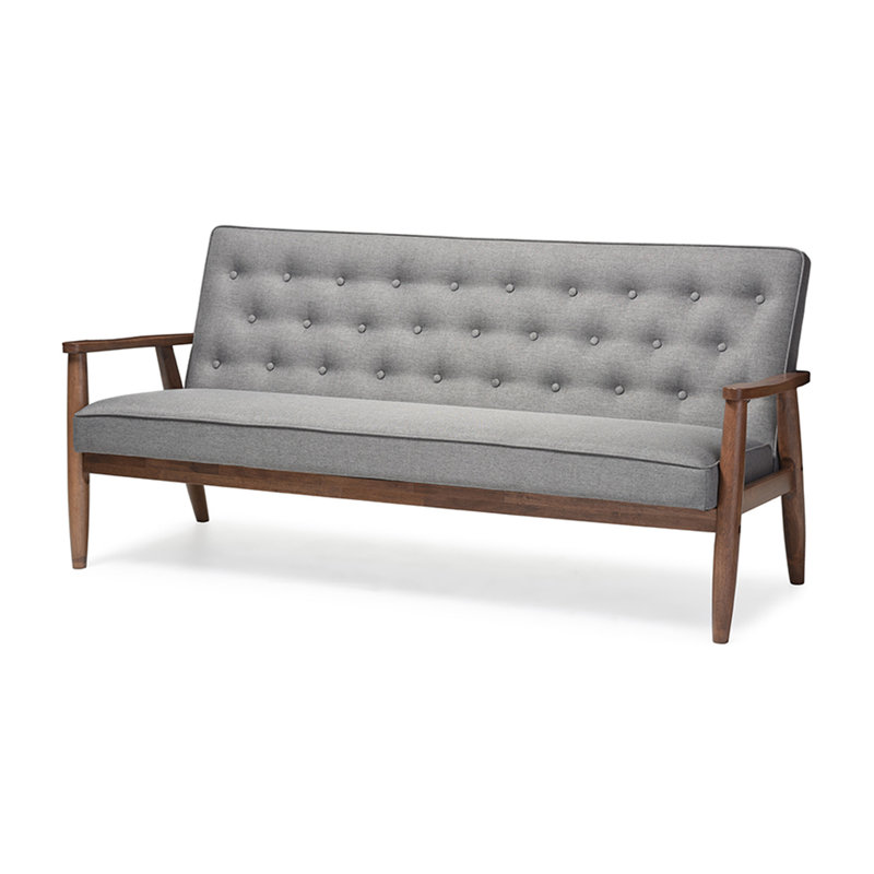 Canapé à accoudoirs carrés 70,59 po Vanhook, Polyester gris