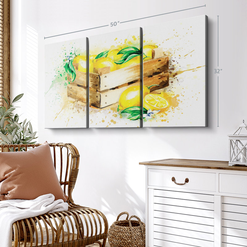 «Lemon Harvest Splash», 3 pièces, H 32 po x l 50 po x P 1,25 po