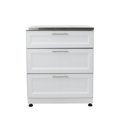 Blue Sky Outdoor Living, OKCS3026WSDR3W, White Shaker 3-Drawer Outdoor Kitchen Cabinet, OKCS3026WSDR3W – Weatherproof Storage Organizer