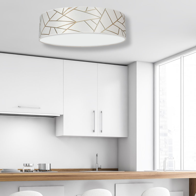 Ziggy Cotton / Cotton Blend Flush Mount, White