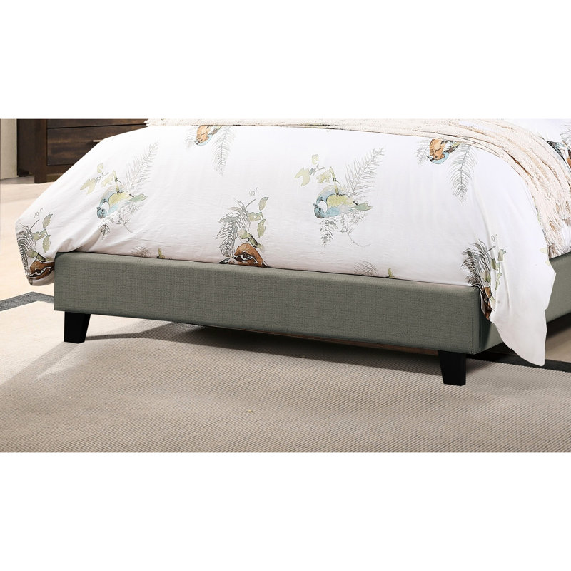 Grey Upholstered Queen Bed, Arch Design Wooden Bedframe, Adjustable Headboard, Modern Size