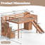 Lit mezzanine double en bois massif avec escalier de rangement, glissade et garde-robe intégrée-132020682-132020684