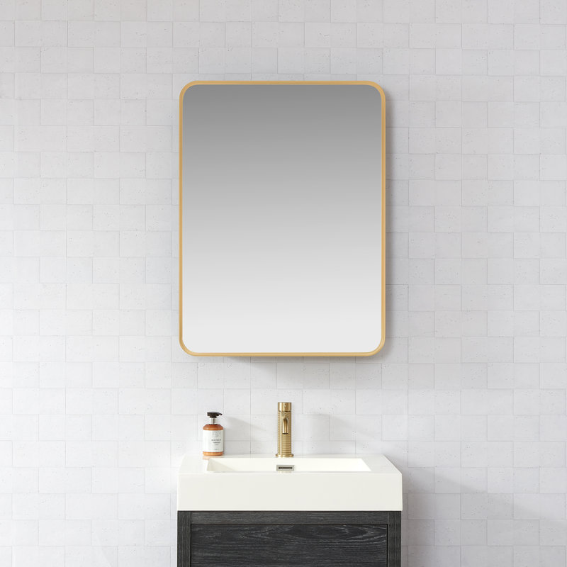 Armoire à pharmacie rectangulaire avec miroir Lagos, Or brossé, H 32 po x l 24 po x P 5,9 po
