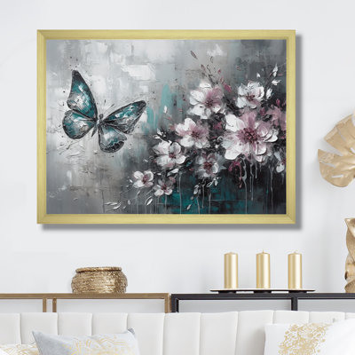 Rylon Flowers With Butterflies Painting III - Floral Wall Art For Living Room