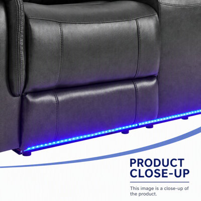 Fauteuil inclinable électrique au fini gris anthracite avec éclairage DEL et accoudoirs coussinés pour une détente confortable