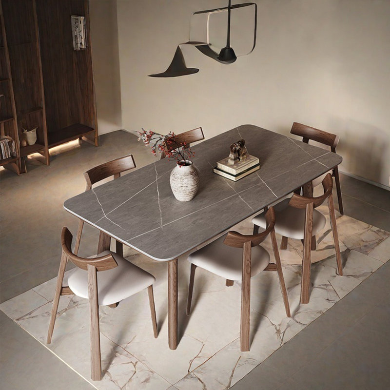 Light luxury style rectangular dining table sets, 29.53"H x 62.99"L x 31.5"W