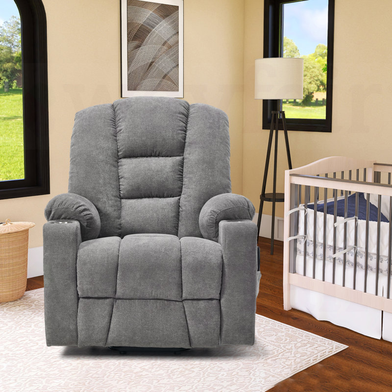 Muli 39.80"W Power Lift Recliner Chair with Massage and Heat., Blue