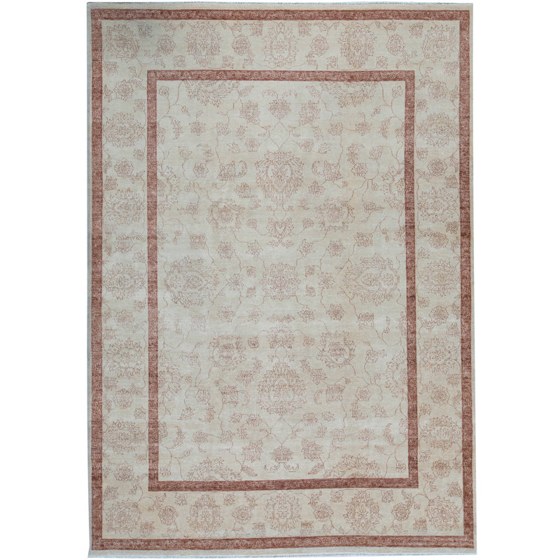 Tapis gris et brun noué à la main de haute qualité