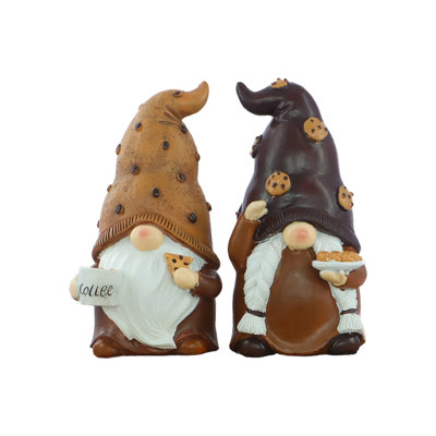 Coffee Lover Gnome Figurines Set Of 2 Funny  Gnomes Resin Statues Holding Cup And CookiesCute Kitchen Coffee Bar Decor  Shelf Decor Gift
