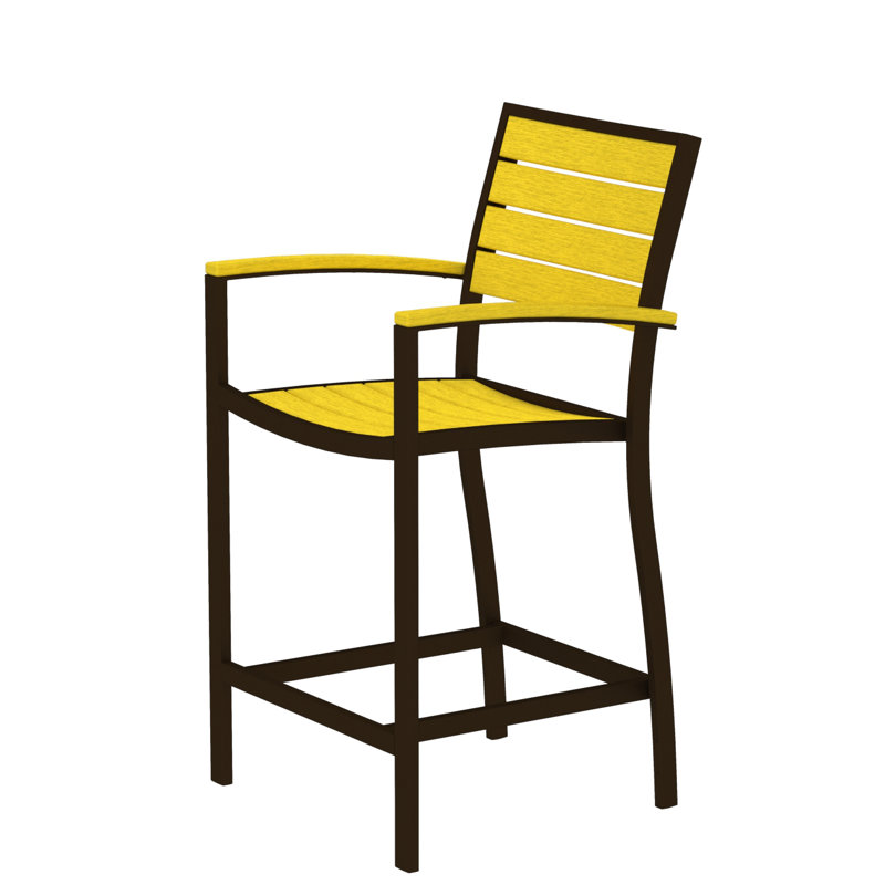 Chaise avec accoudoirs de comptoir POLYWOOD Euro, Bronze texturé, Citron