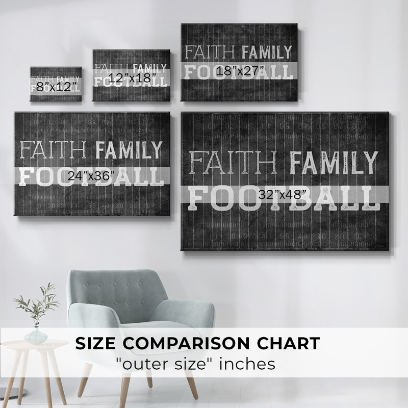 Faith Family Football - Toile tendue avec châssis, H 12 po x l 18 po