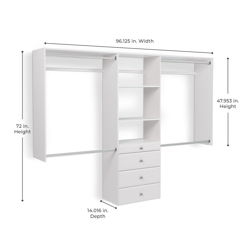 Grid 48 - 96'' Closet System (Can Be Cut to Fit), White