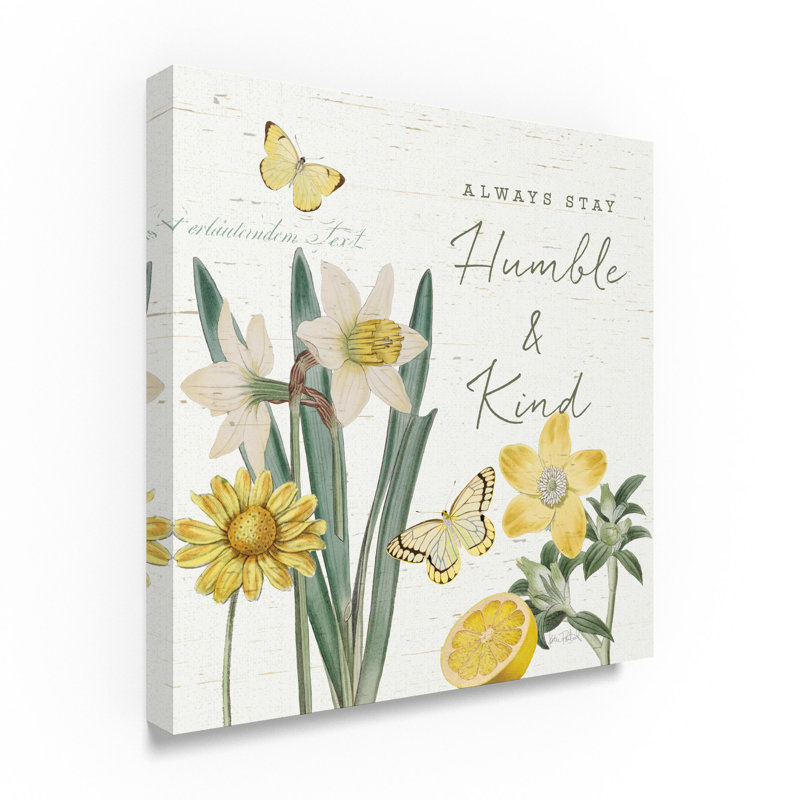 Always Stay Humble & Kind Floral Quote Canvas Art