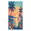 1 serviette de plage tropicale avec palmiers et voilier