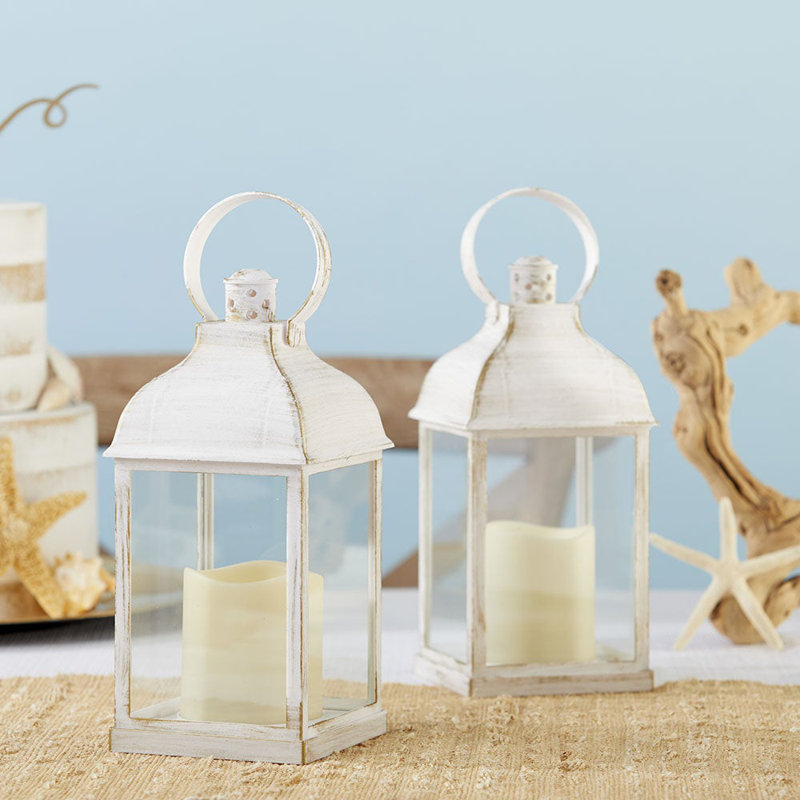 10.2'' H Plastic / Acrylic Tabletop Lantern with Candle Included, White