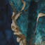 «Abstract Geode Turquoise I» - Rideau abstrait occultant en marbre abstrait - 1 panneau-107824434