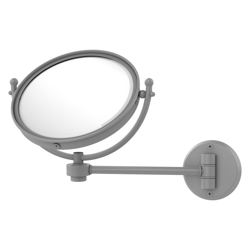 Metal Wall Mirror, Matte Gray, 5x, 10" H x 10" W