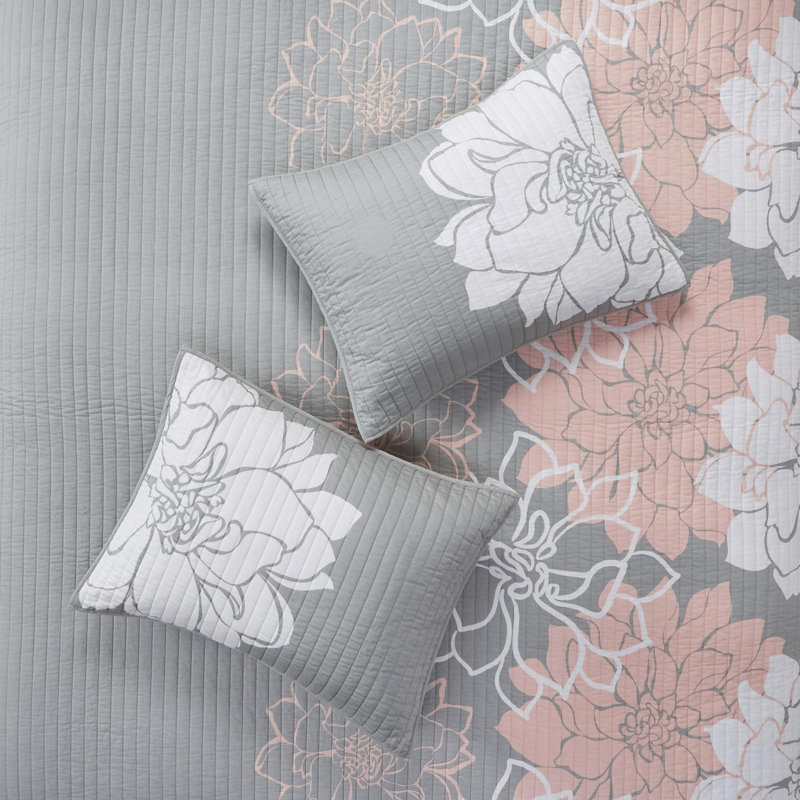 Cotton Printed Quilt 6 Piece Set, Full / Double Quilt + 5 Additional Pieces