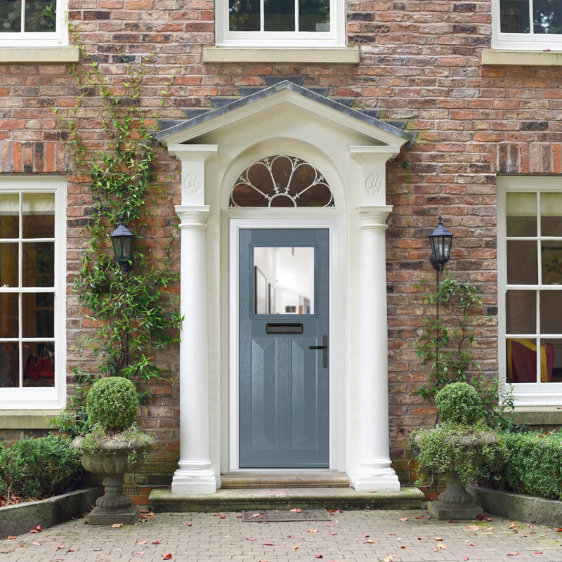 Crystal GRP Front door Eaton Slate Grey 920mm x 2090mm Open in Left hand Clear Glass, Slate Grey, Left, 92mm x 209mm