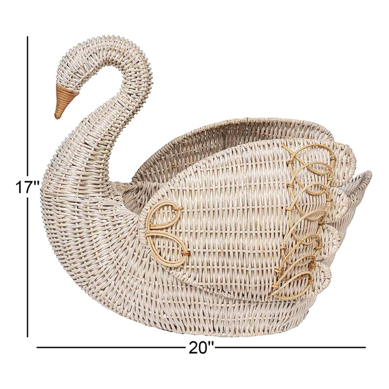 Provence Rattan Swan Basket - Whitewash