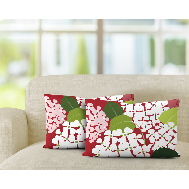 Polyester / Mélange de polyester Housse de coussin rectangulaire intérieure / extérieure lombaire et insert, Rouge