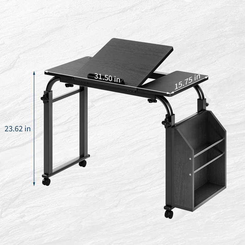 Adjustable Metal Base Computer Desk, Black, 60cm H x 80cm W x 40cm D