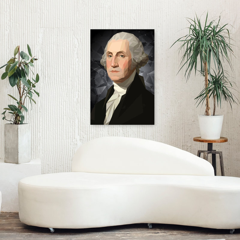 Geometric Washington Portrait Geometric Modern Contemporary Portrait Wall Art Print 1 Piece Wrapped Canvas Wall Art